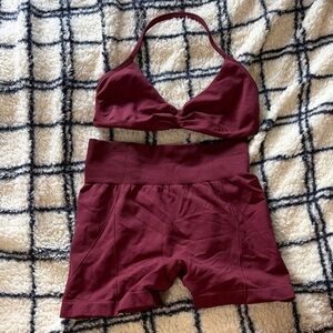 Elegant Burgundy Sports Bra Set